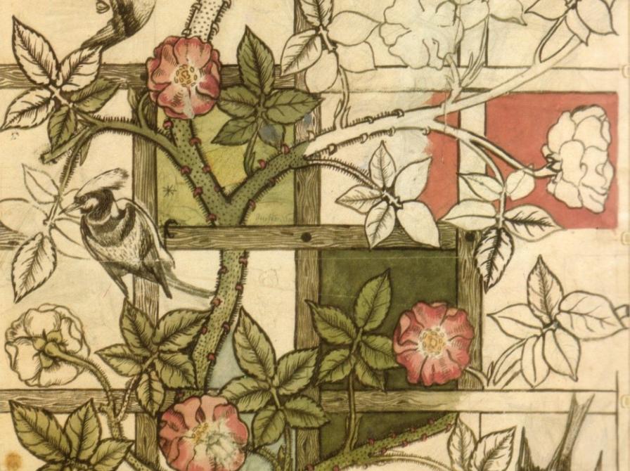 Arts and Crafts Movement, Originalt design til Trellis tapet, af William Morris, 1862